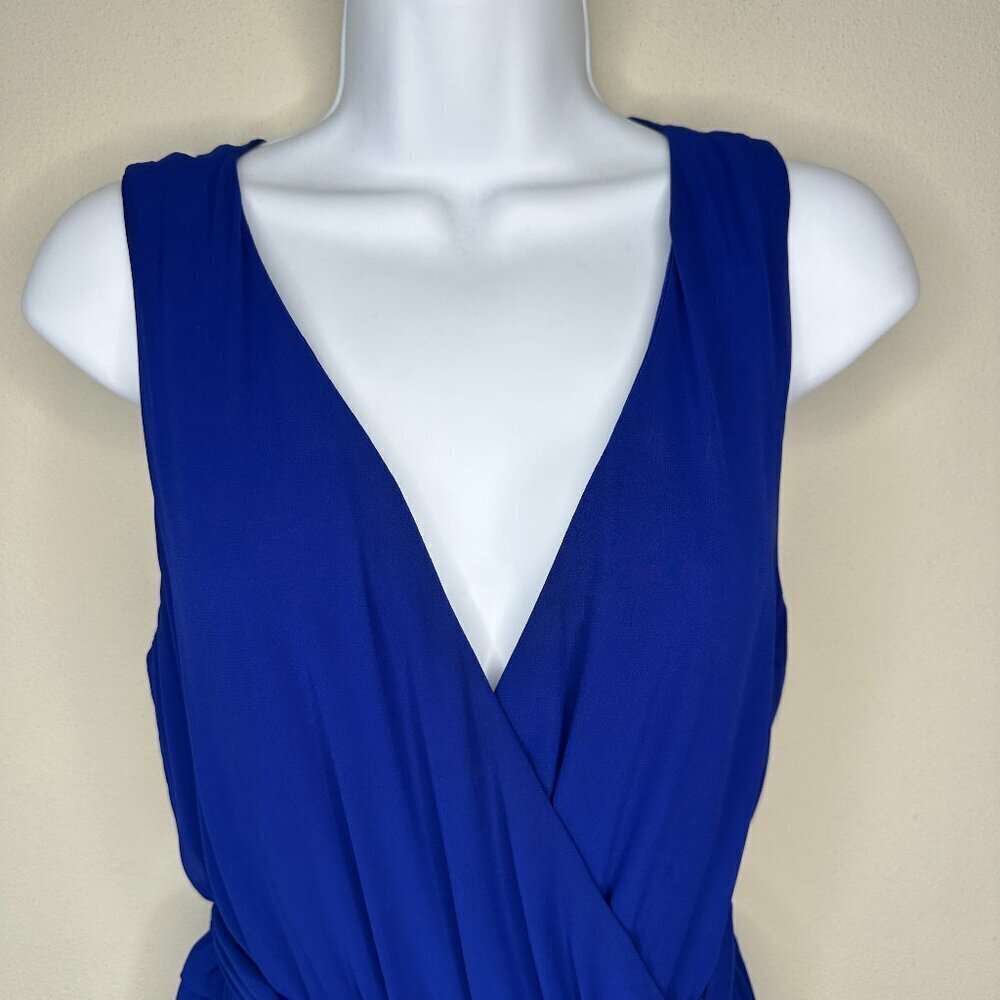 NWOT SLNY Womens Blue Sleeveless Pullover Surplice Hi-Low Maxi Dress Size: 6 - Picture 3 of 11